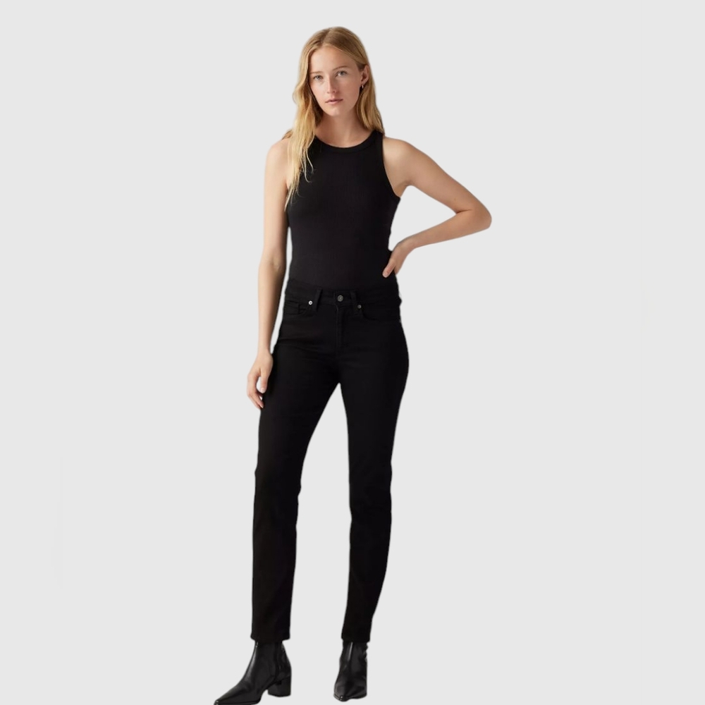Levi's 714 Straight Leg Mid Rise Jeans Black 28 x 30 Size 6